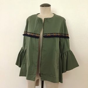 Zara Basic Olive Jacket with 3/4 Sleeves